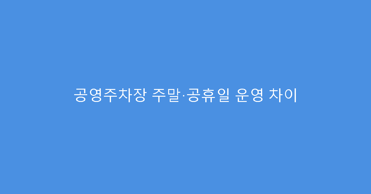 공영주차장 주말·공휴일 운영 차이