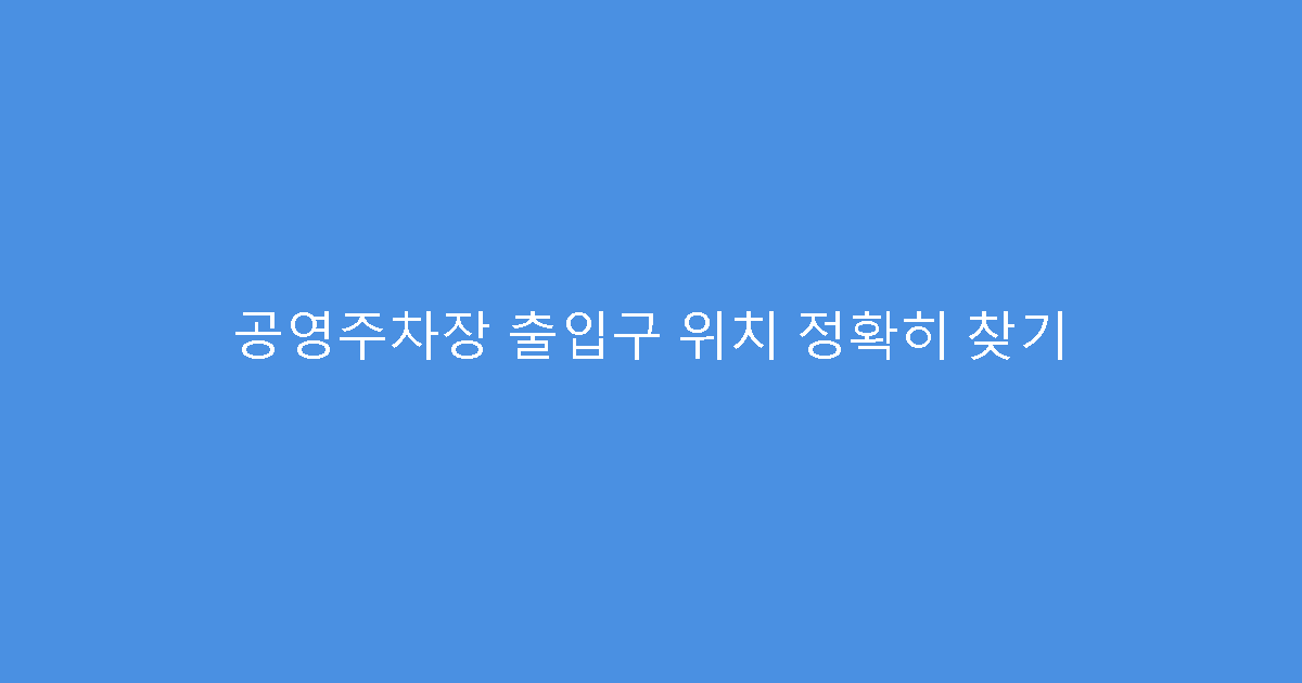 공영주차장 출입구 위치 정확히 찾기