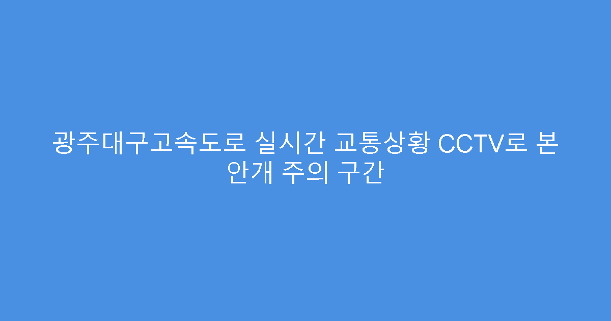광주대구고속도로 실시간 교통상황 CCTV로 본 안개 주의 구간