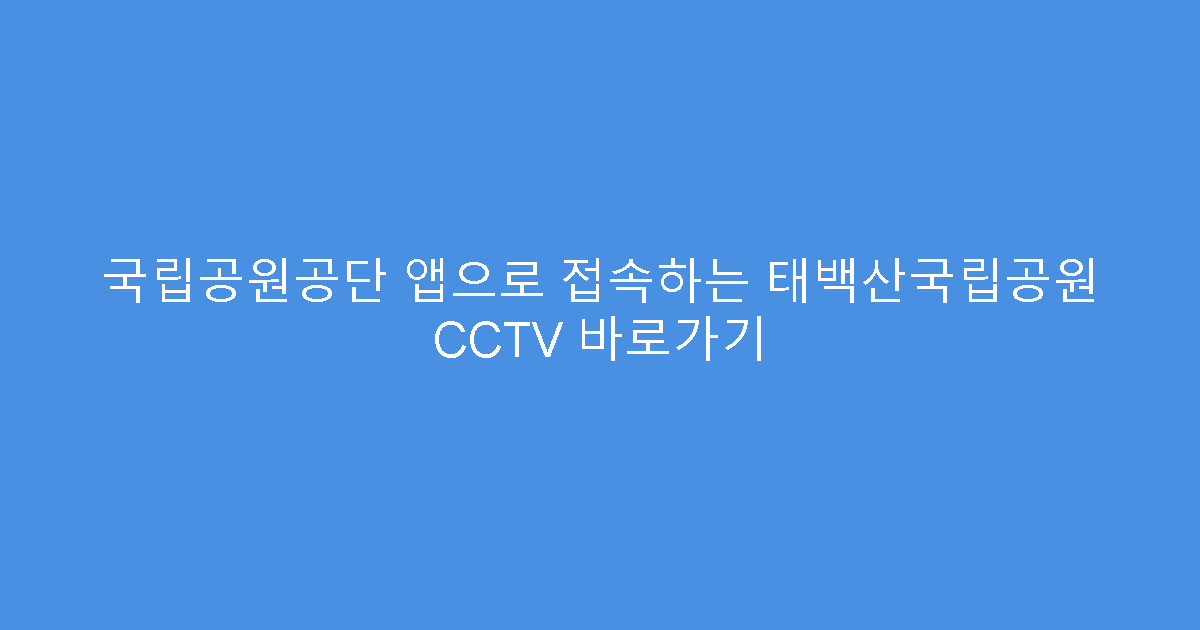 국립공원공단 앱으로 접속하는 태백산국립공원 CCTV 바로가기