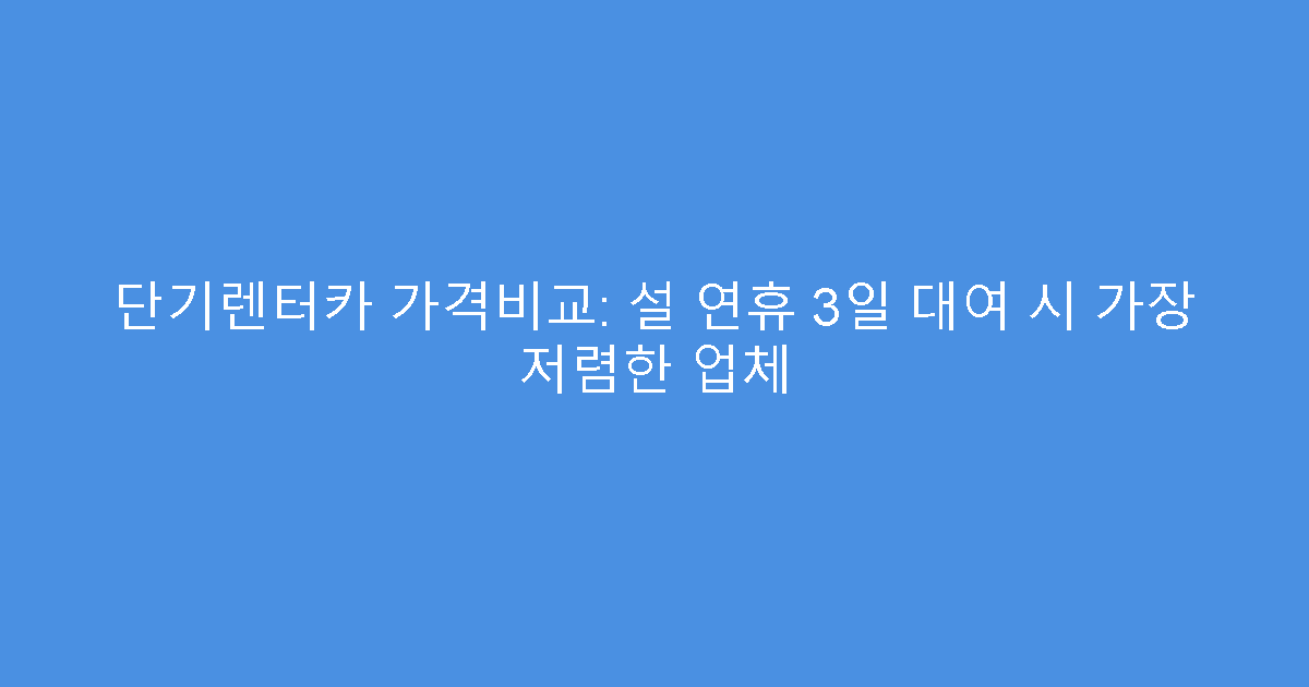 단기렌터카 가격비교: 설 연휴 3일 대여 시 가장 저렴한 업체