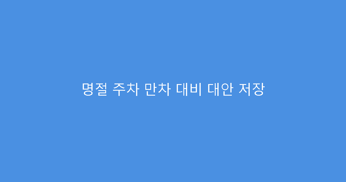 명절 주차 만차 대비 대안 저장