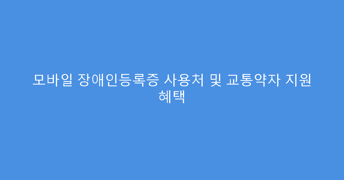 모바일 장애인등록증 사용처 및 교통약자 지원 혜택