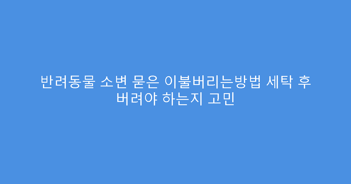 반려동물 소변 묻은 이불버리는방법 세탁 후 버려야 하는지 고민