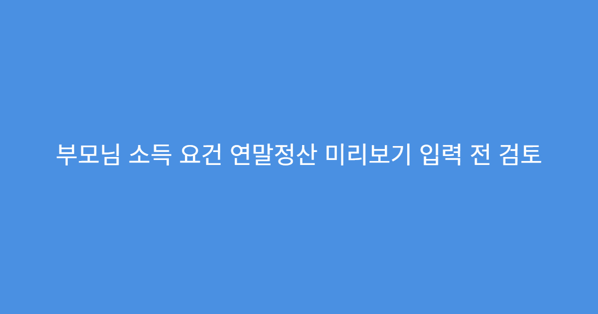 부모님 소득 요건 연말정산 미리보기 입력 전 검토