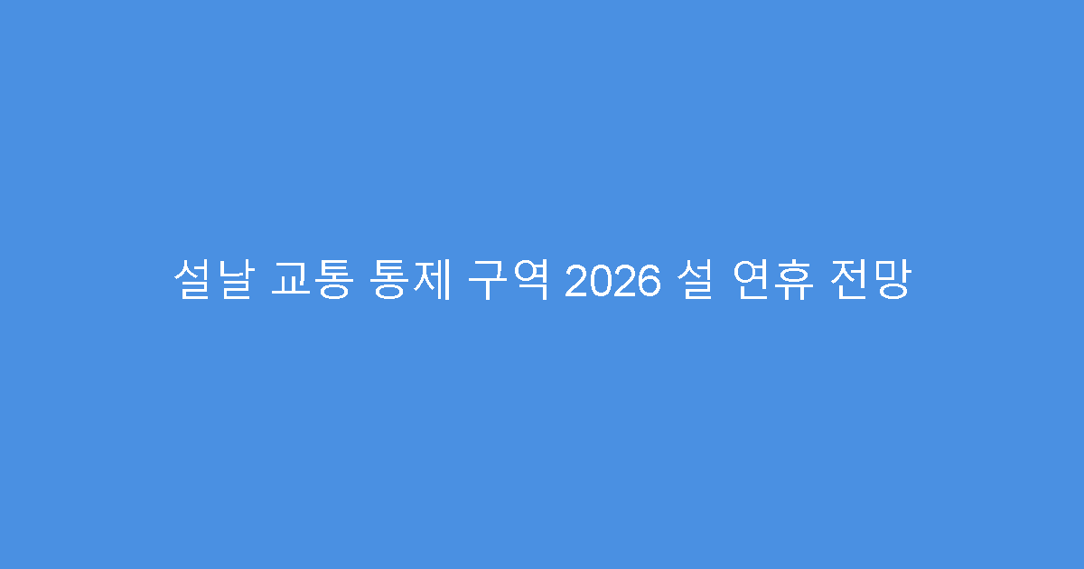 설날 교통 통제 구역 2026 설 연휴 전망