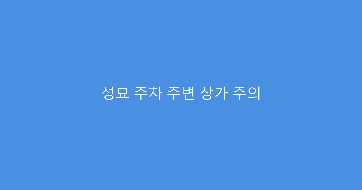 성묘 주차 주변 상가 주의