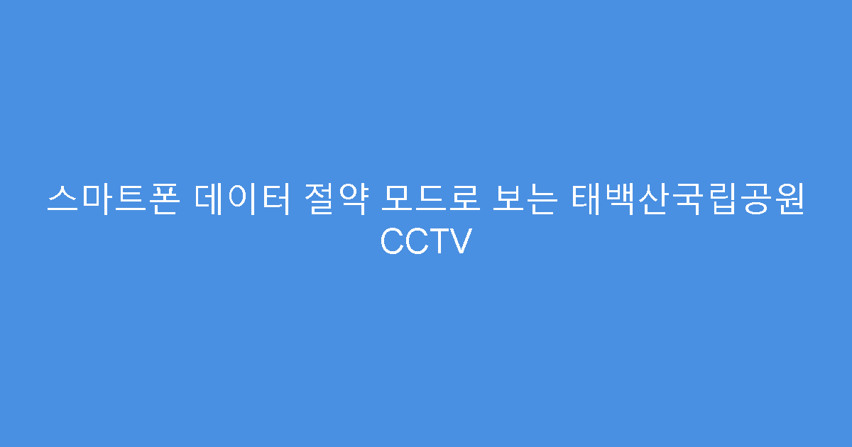 스마트폰 데이터 절약 모드로 보는 태백산국립공원 CCTV
