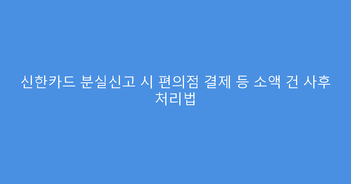신한카드 분실신고 시 편의점 결제 등 소액 건 사후 처리법