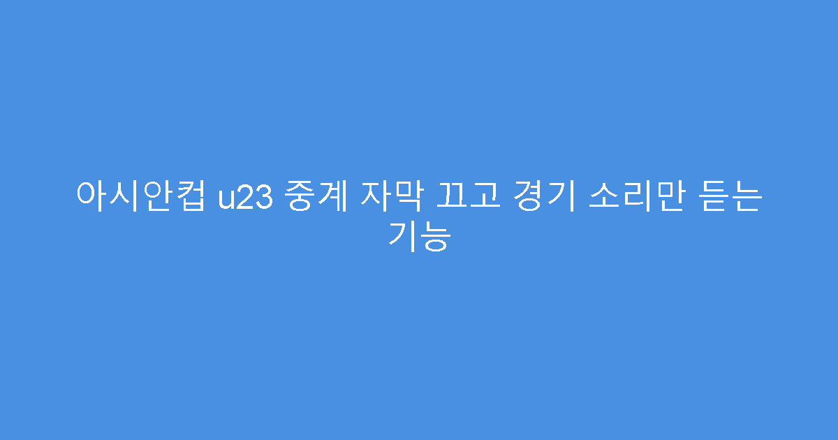 아시안컵 u23 중계 자막 끄고 경기 소리만 듣는 기능
