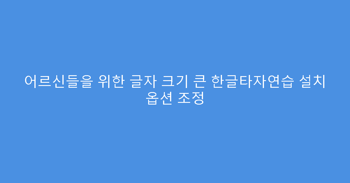 어르신들을 위한 글자 크기 큰 한글타자연습 설치 옵션 조정