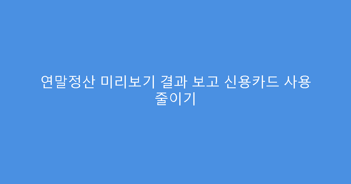 연말정산 미리보기 결과 보고 신용카드 사용 줄이기