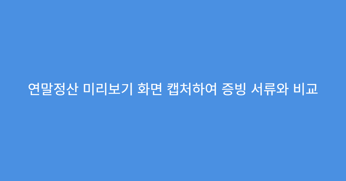 연말정산 미리보기 화면 캡처하여 증빙 서류와 비교