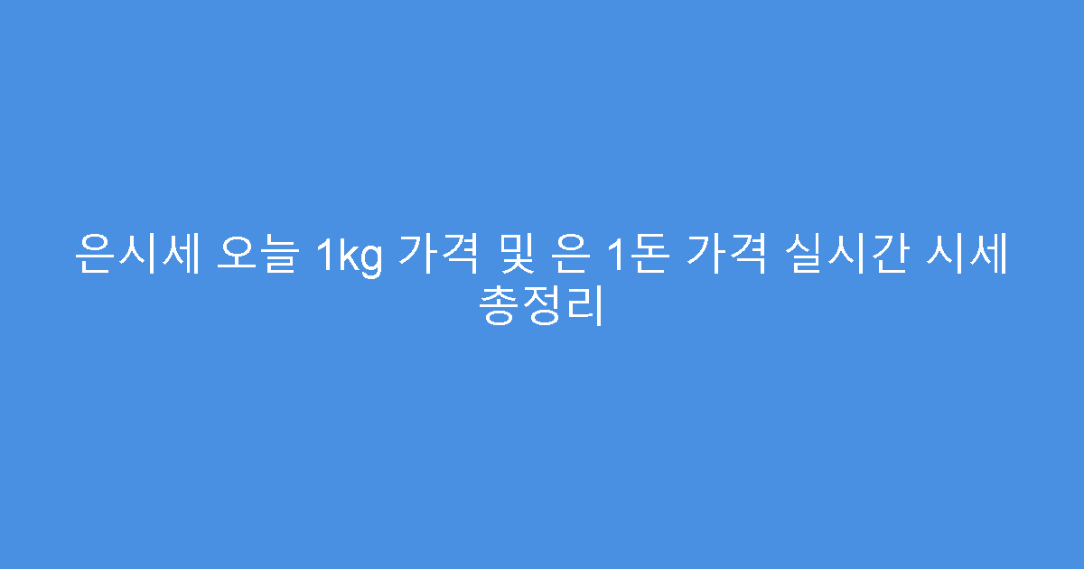 은시세 오늘 1kg 가격 및 은 1돈 가격 실시간 시세 총정리
