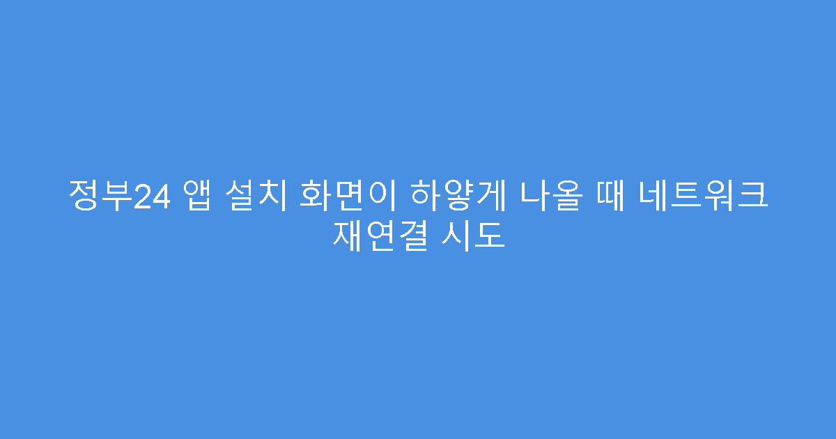 정부24 앱 설치 화면이 하얗게 나올 때 네트워크 재연결 시도