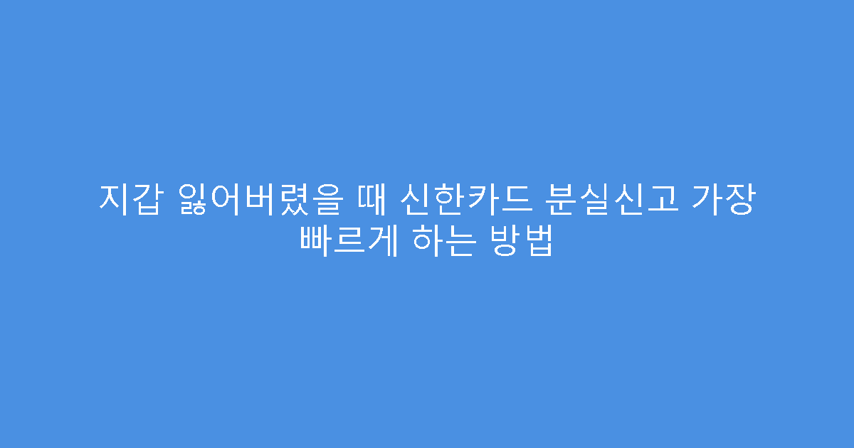 지갑 잃어버렸을 때 신한카드 분실신고 가장 빠르게 하는 방법