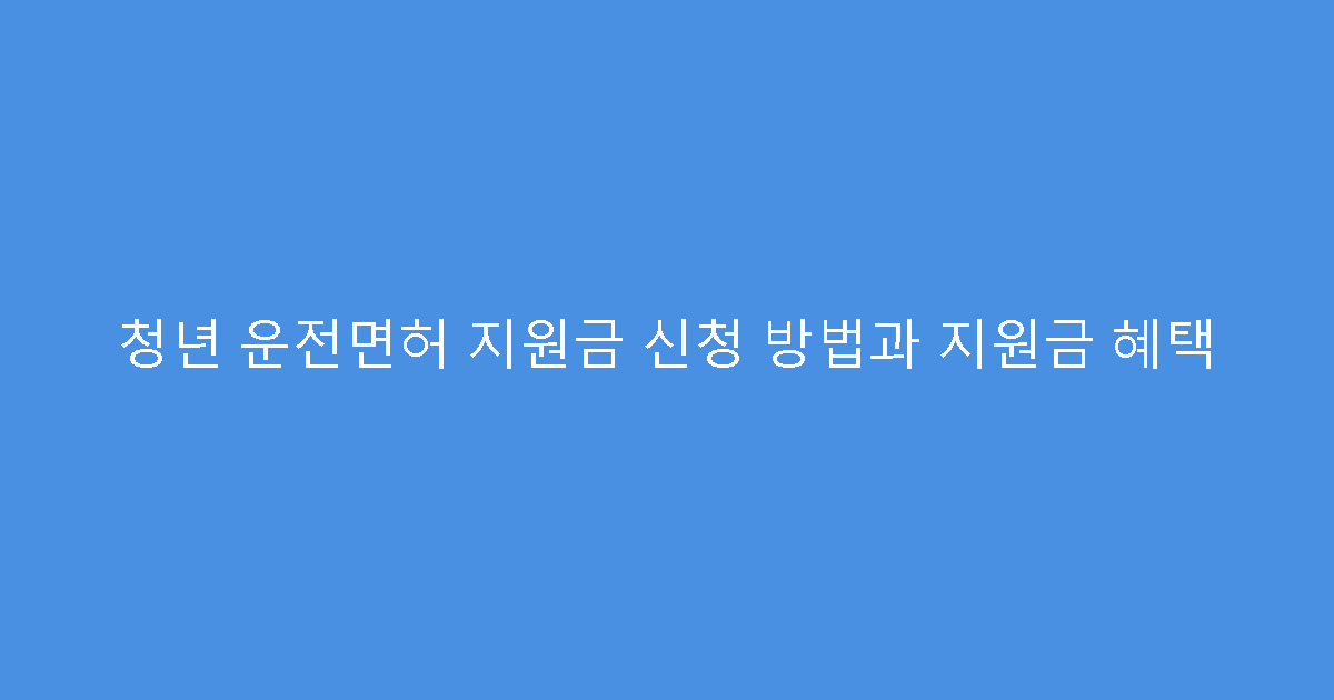 청년 운전면허 지원금 신청 방법과 지원금 혜택