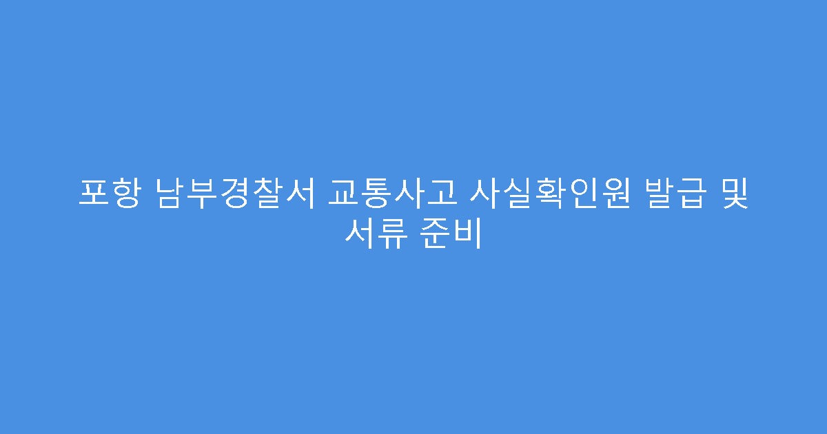 포항 남부경찰서 교통사고 사실확인원 발급 및 서류 준비