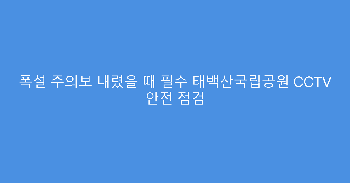 폭설 주의보 내렸을 때 필수 태백산국립공원 CCTV 안전 점검