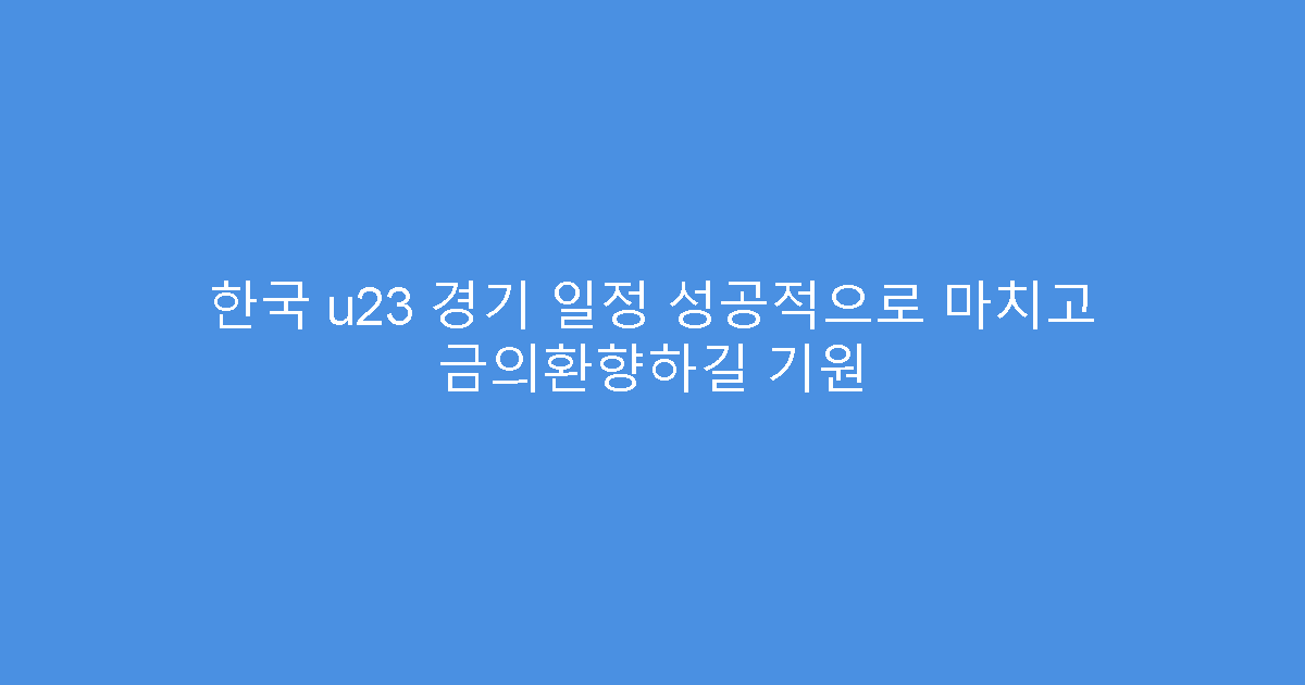 한국 u23 경기 일정 성공적으로 마치고 금의환향하길 기원