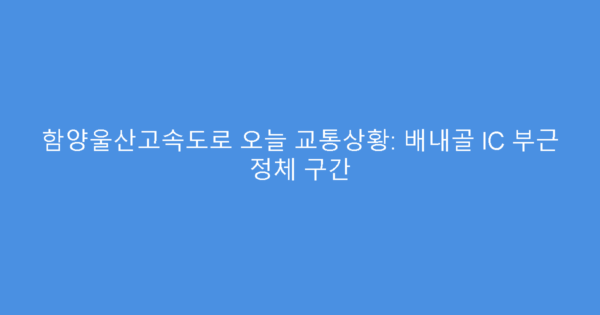 함양울산고속도로 오늘 교통상황: 배내골 IC 부근 정체 구간