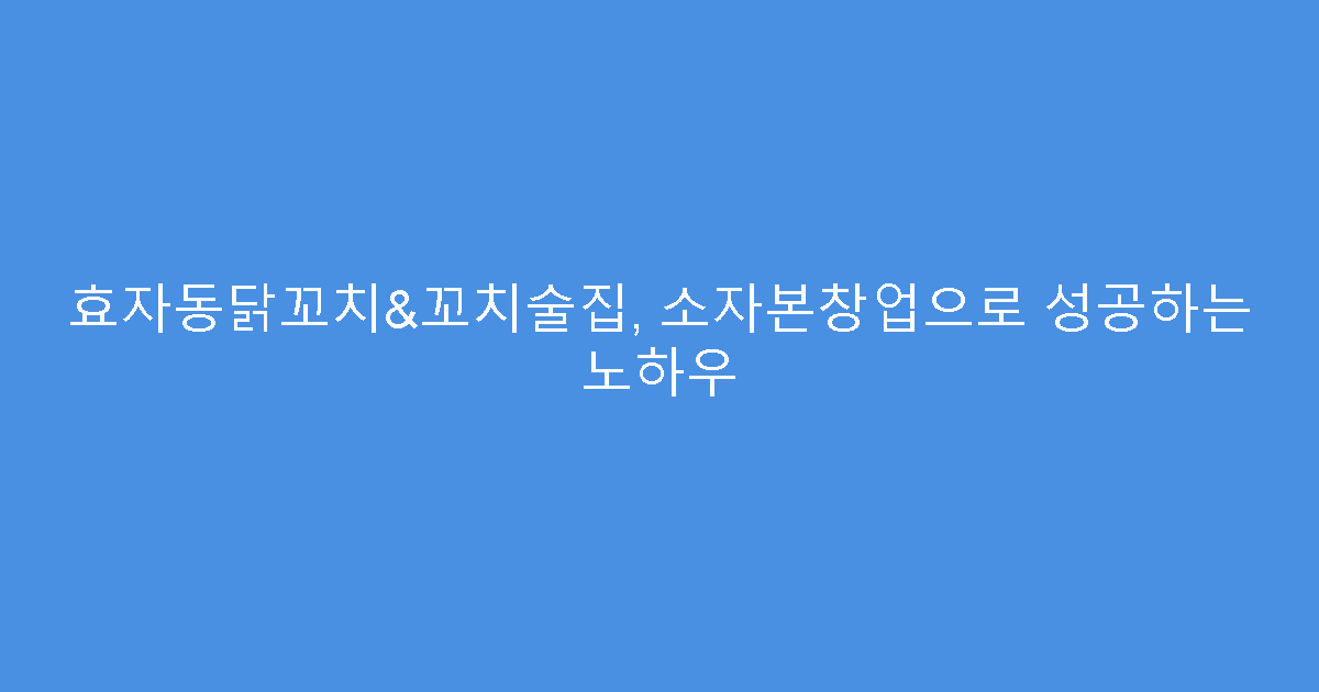 효자동닭꼬치&꼬치술집, 소자본창업으로 성공하는 노하우
