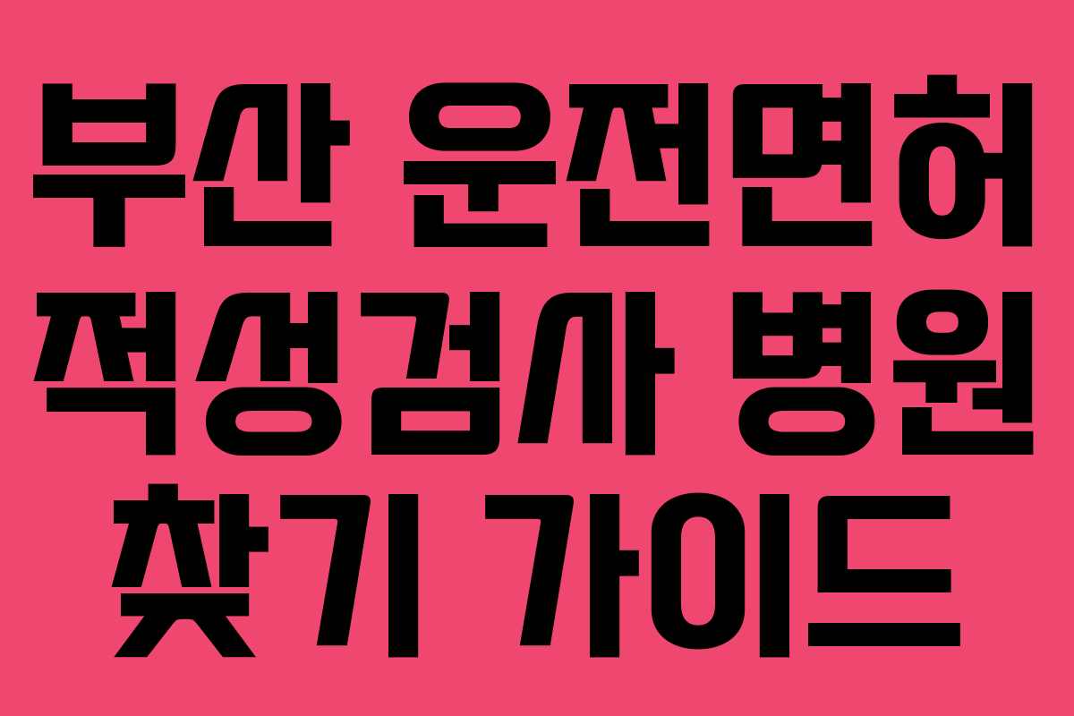 부산 운전면허 적성검사 병원 찾기 가이드