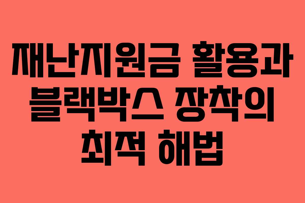 재난지원금 활용과 블랙박스 장착의 최적 해법