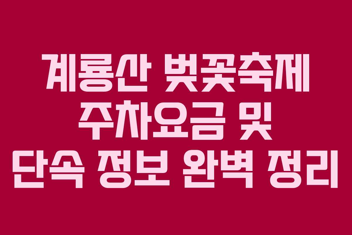 계룡산 벚꽃축제 주차요금 및 단속 정보 완벽 정리