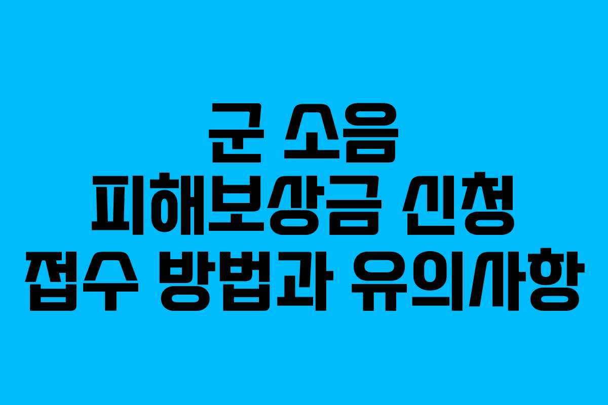 군 소음 피해보상금 신청 접수 방법과 유의사항