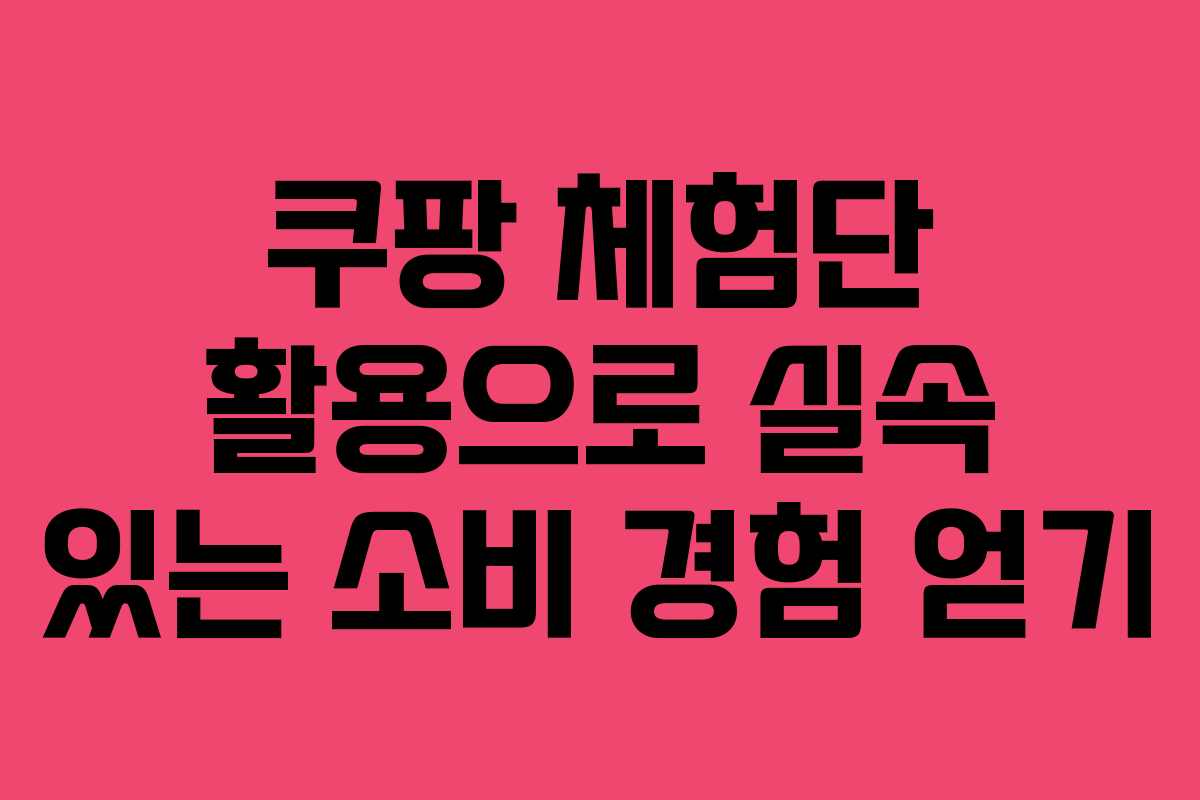 쿠팡 체험단 활용으로 실속 있는 소비 경험 얻기