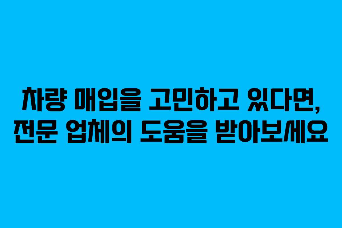차량 매입을 고민하고 있다면, 전문 업체의 도움을 받아보세요