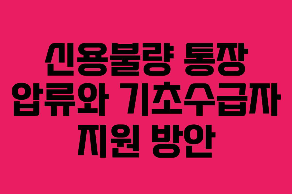 신용불량 통장 압류와 기초수급자 지원 방안