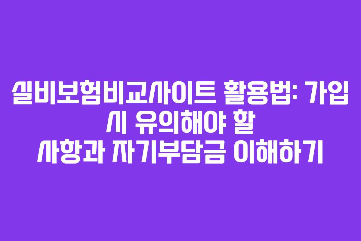 실비보험비교사이트 활용법: 가입 시 유의해야 할 사항과 자기부담금 이해하기