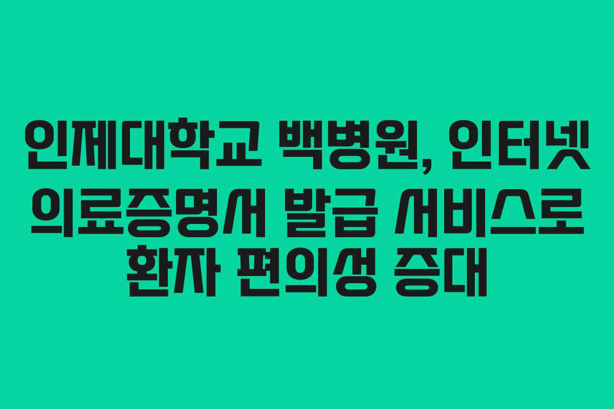 인제대학교 백병원, 인터넷 의료증명서 발급 서비스로 환자 편의성 증대