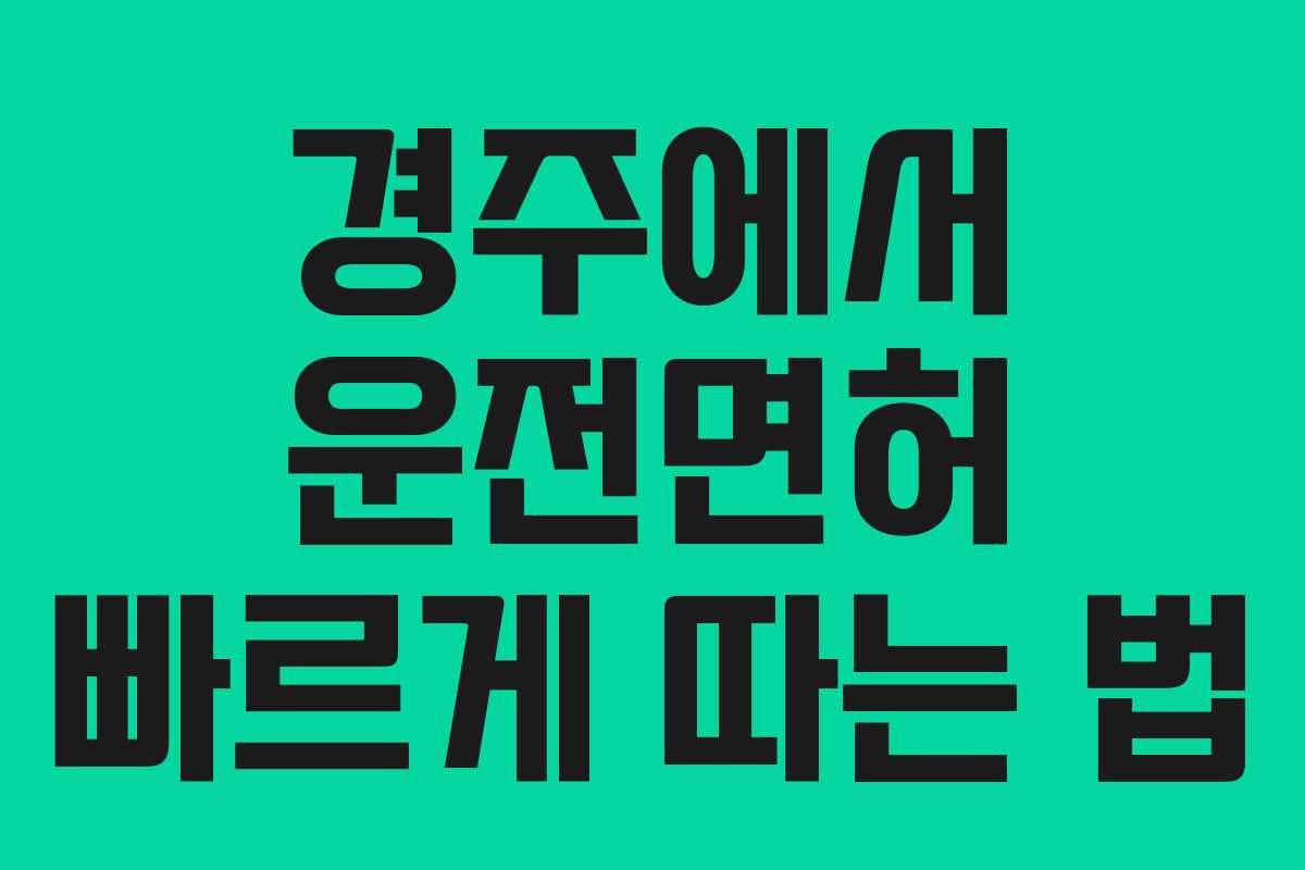 경주에서 운전면허 빠르게 따는 법