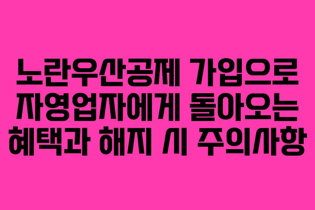 노란우산공제 가입으로 자영업자에게 돌아오는 혜택과 해지 시 주의사항