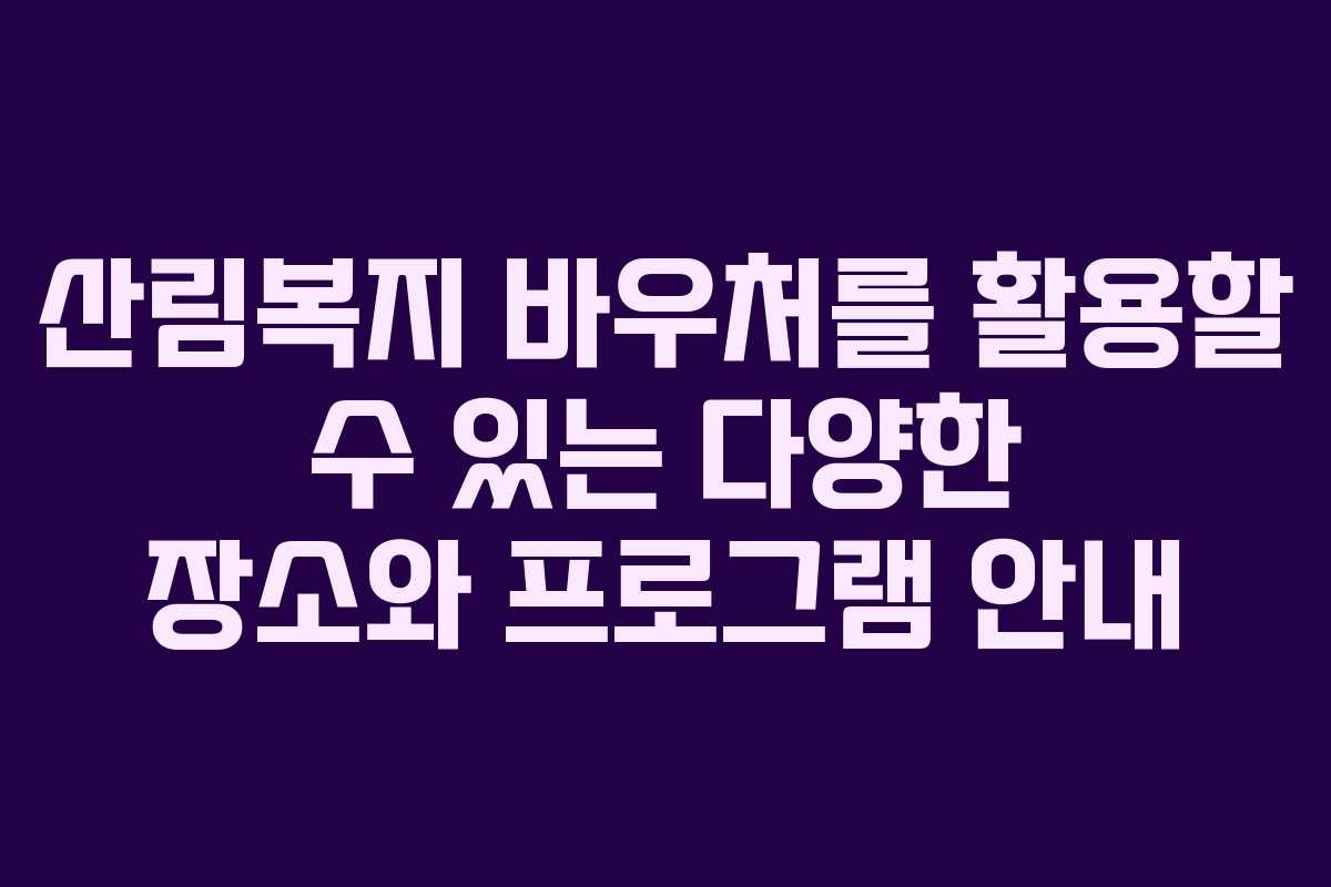 산림복지 바우처를 활용할 수 있는 다양한 장소와 프로그램 안내