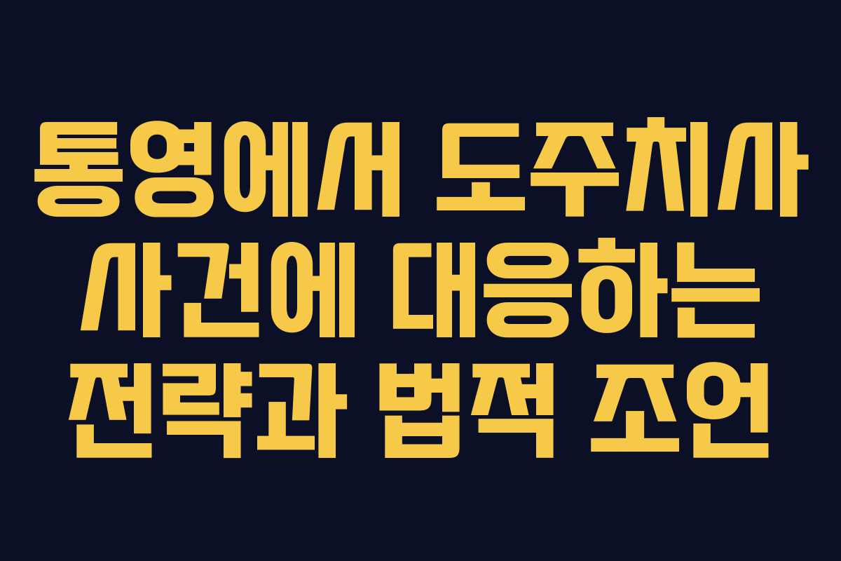 통영에서 도주치사 사건에 대응하는 전략과 법적 조언