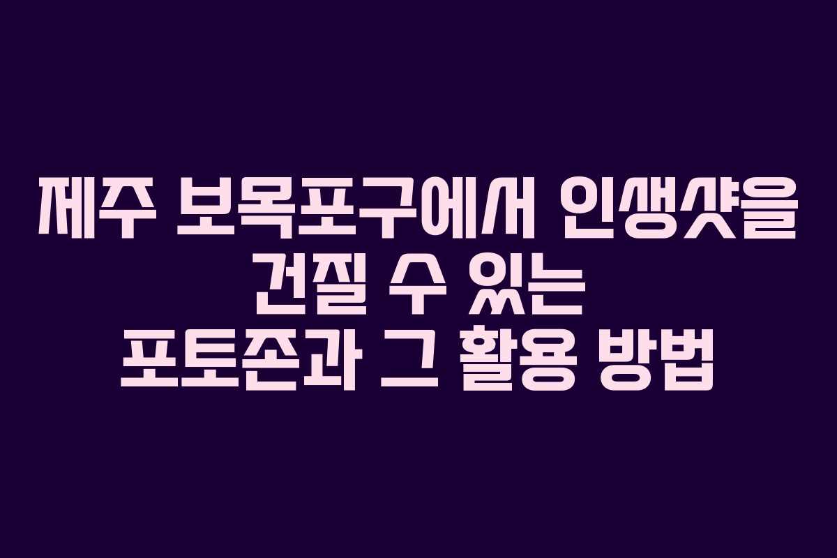 제주 보목포구에서 인생샷을 건질 수 있는 포토존과 그 활용 방법