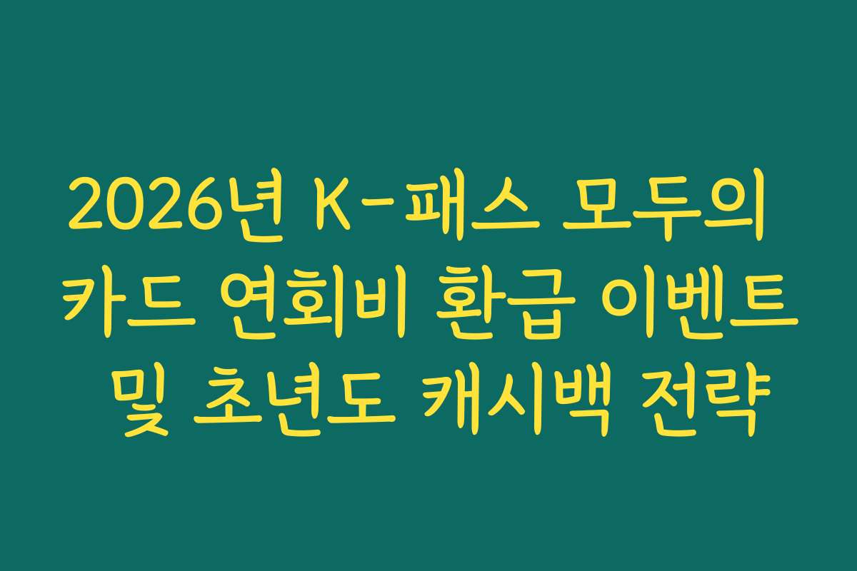2026년 K-패스 모두의 카드 연회비 환급 이벤트 및 초년도 캐시백 전략