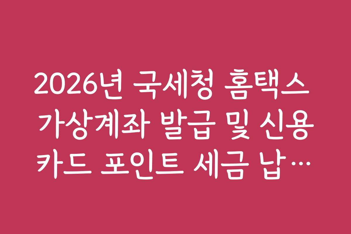 2026년 국세청 홈택스 가상계좌 발급 및 신용카드 포인트 세금 납부법
