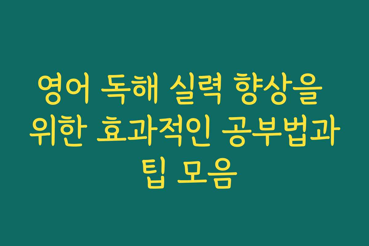 영어 독해 실력 향상을 위한 효과적인 공부법과 팁 모음