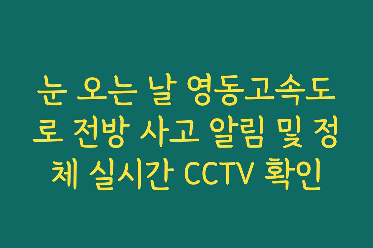 눈 오는 날 영동고속도로 전방 사고 알림 및 정체 실시간 CCTV 확인