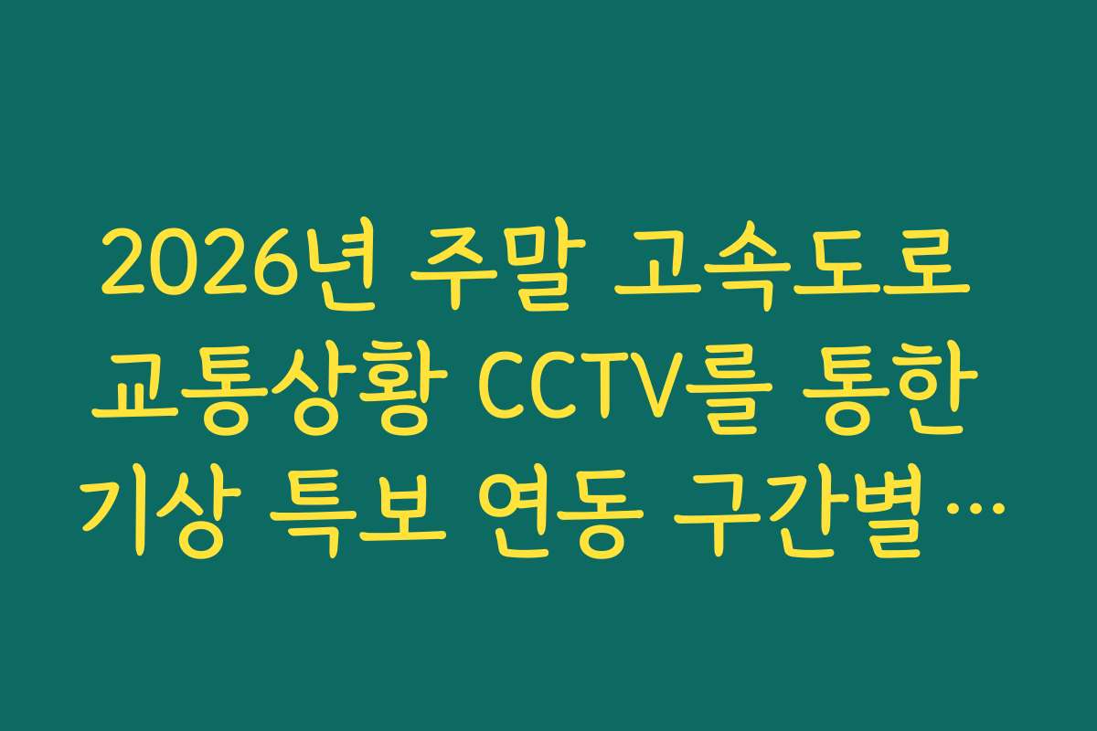 2026년 주말 고속도로 교통상황 CCTV를 통한 기상 특보 연동 구간별 통제 시점 분석