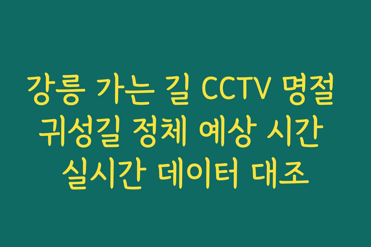강릉 가는 길 CCTV 명절 귀성길 정체 예상 시간 실시간 데이터 대조