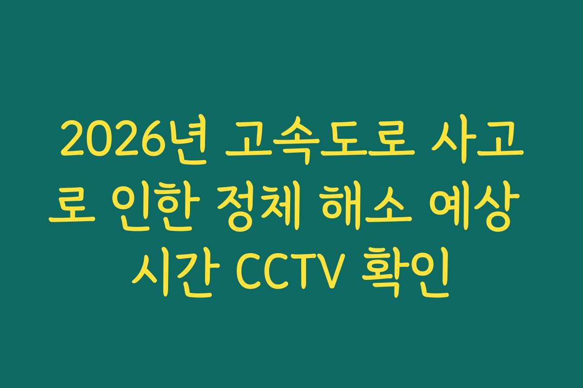 2026년 고속도로 사고로 인한 정체 해소 예상 시간 CCTV 확인
