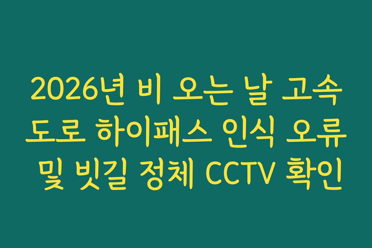 2026년 비 오는 날 고속도로 하이패스 인식 오류 및 빗길 정체 CCTV 확인