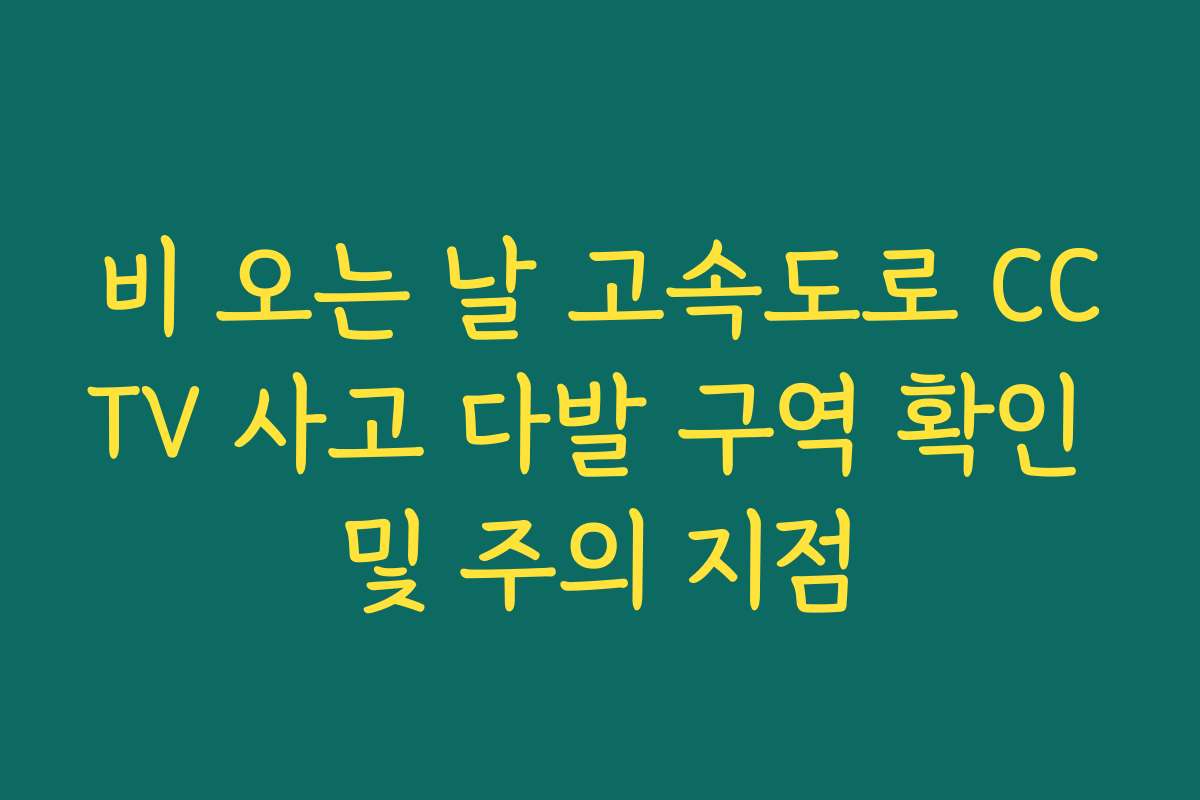비 오는 날 고속도로 CCTV 사고 다발 구역 확인 및 주의 지점