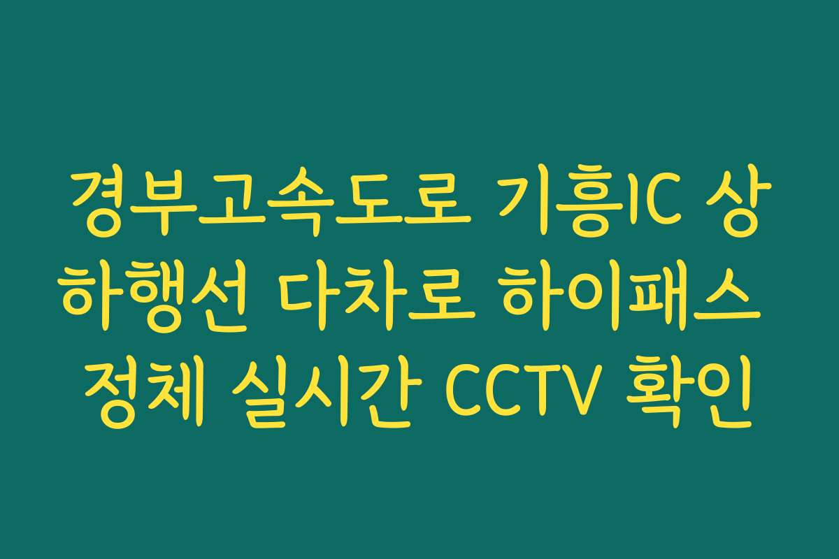 경부고속도로 기흥IC 상하행선 다차로 하이패스 정체 실시간 CCTV 확인